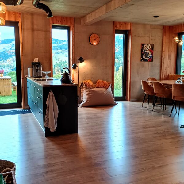 Obývací prostor s kuchyní 